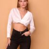 Blusa Crop Satin + Elastico Espalda