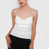 Top Drapeado Elasticado + Cierre Cadena Bling