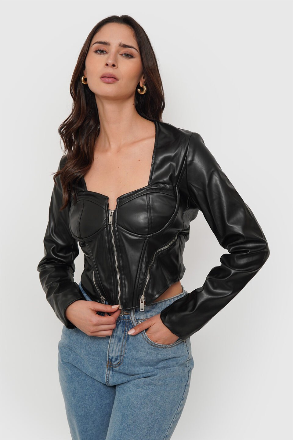 Chaqueta Corset Eco Cuero Desmontable