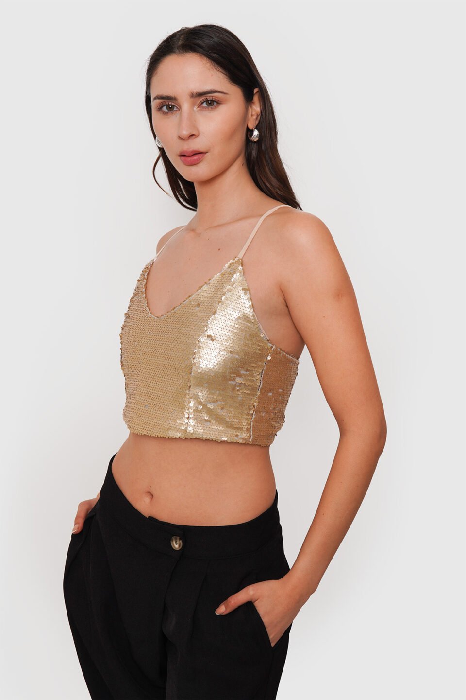 Top Lentejuelas Forrado Ajustable