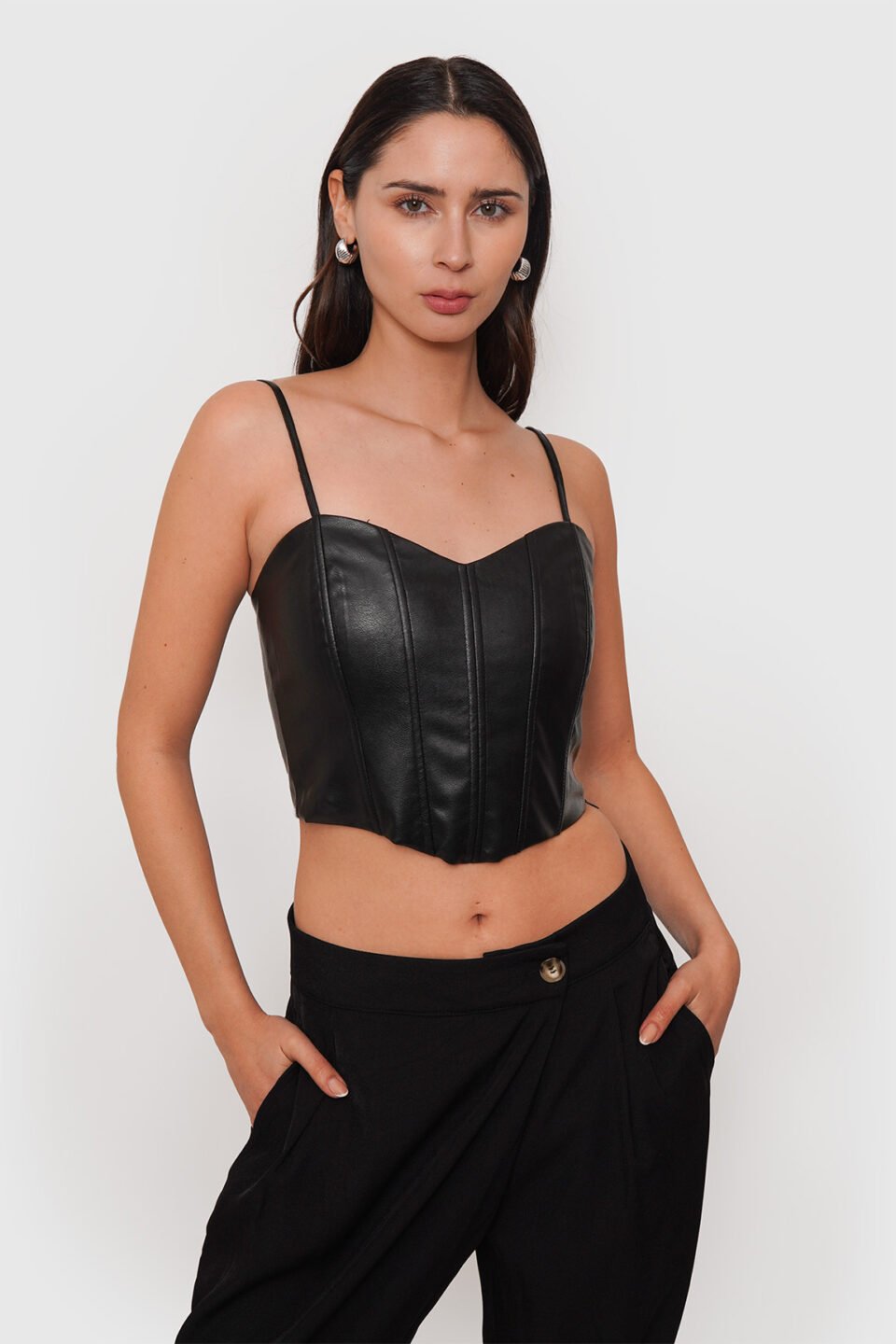 Peto Corset Eco Cuero de Tirantes Finos