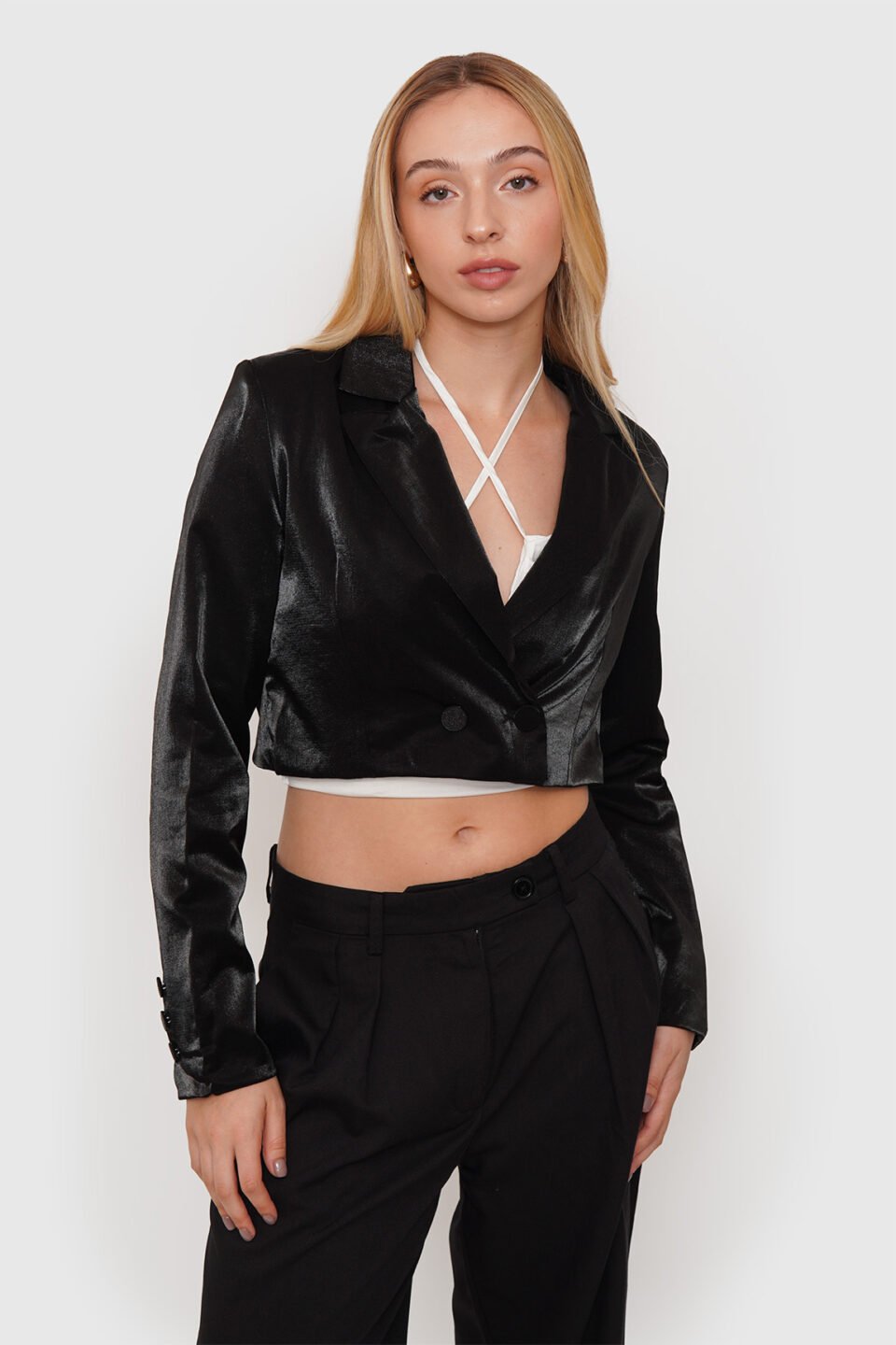Blazer Crop Satín