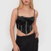 Corset Satín con Elasticado Strass + Cierre