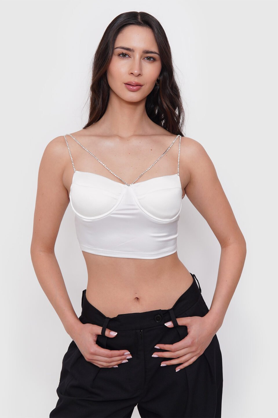 Top Satín con Strass