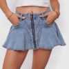 Mini Falda Denim Vuelo Elasticado + Cierre