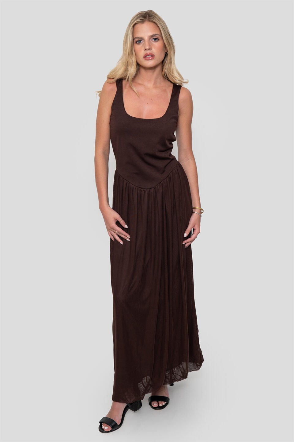 Vestido Lycra + Gasa Efecto Globo