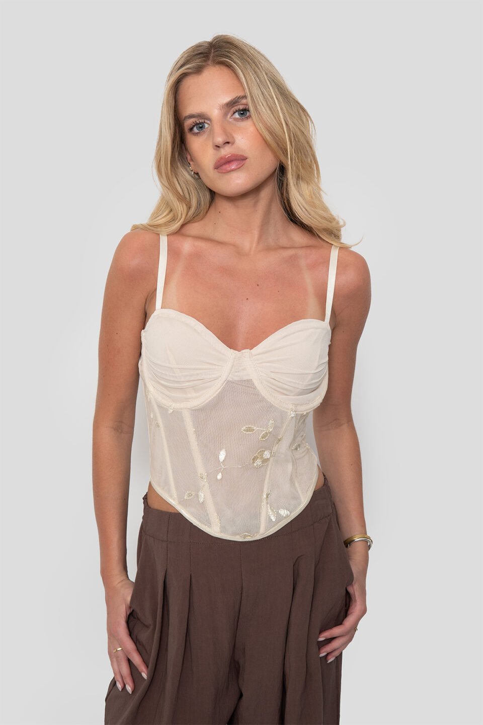 Corset Gasa + Bordados Flor