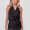 Blusa Halter Satín con Aplicación Encaje