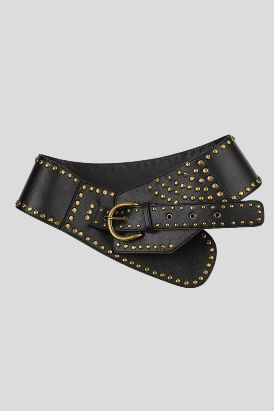 Cinturón Corset de Estilo Rockero con Tachuelas Doradas