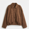 Chaqueta Bomber de Gamuza Oversize Forrada