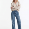 Jeans Wide Leg Elásticados de Tiro Alto