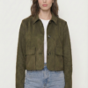 Chaqueta de Gamuza con Botones y Bolsillos Frontales
