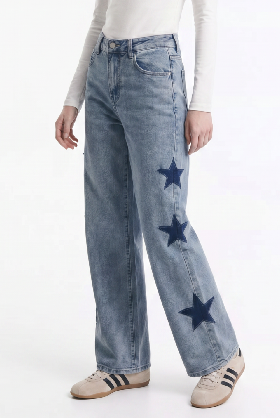 Jeans Wide Leg con Estrellas