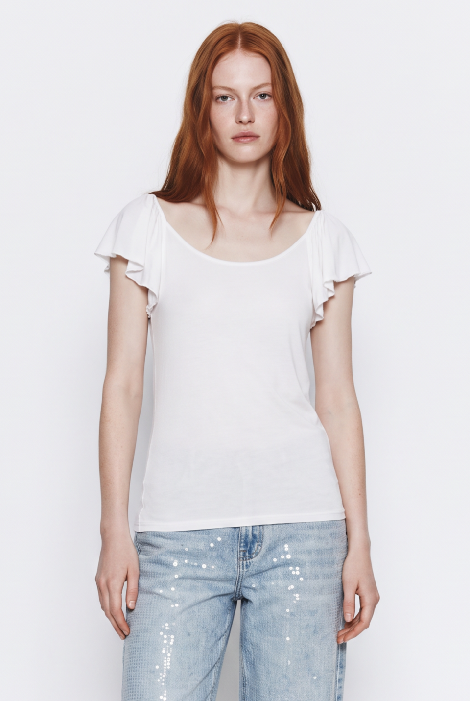 Polera de Manga Corta con Volantes